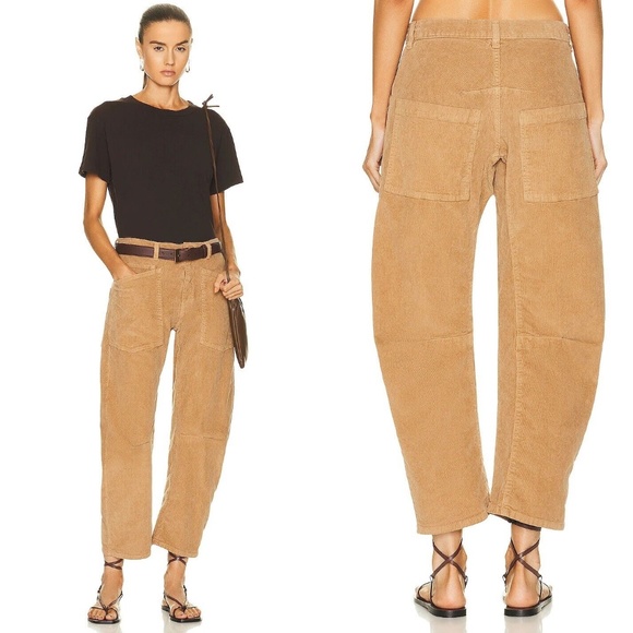 Nili Lotan Shon Corduroy Pant - Camel 8 Cord Barrel Bow Leg